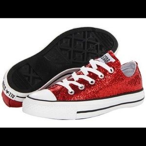Red Glitter Converse size 8 - almost new!